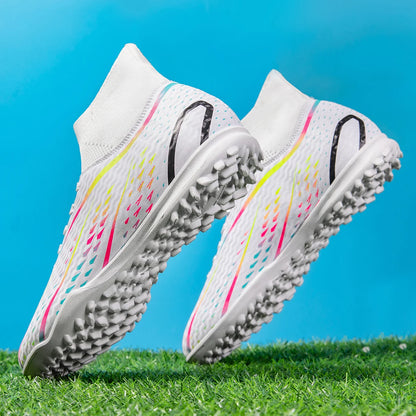 Professional Training TF Soccer Shoes for Men Women Kids PU+Fabric Breathable Wear-Resistant Rubber Sole