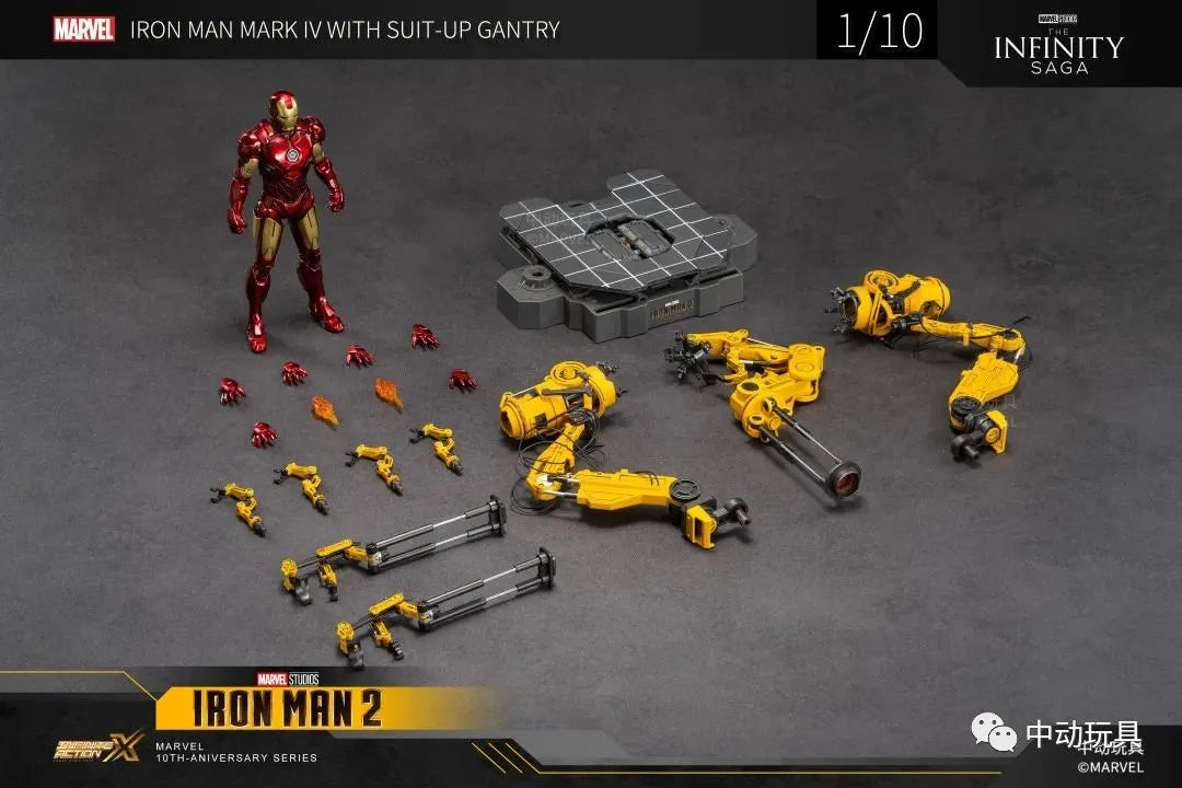 ZD Toys Avengers Iron Man Action Figure MK6 Suit-up Gantry Suit Up Gantry With MK4 Tony Stark Legends Collection Toy Gift