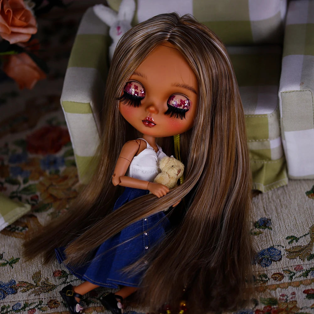 ICY DBS Bryce 1/6 Hand-Painted Doll Set Doll with Black skin, Long Lashes, and Sunspots SD Version