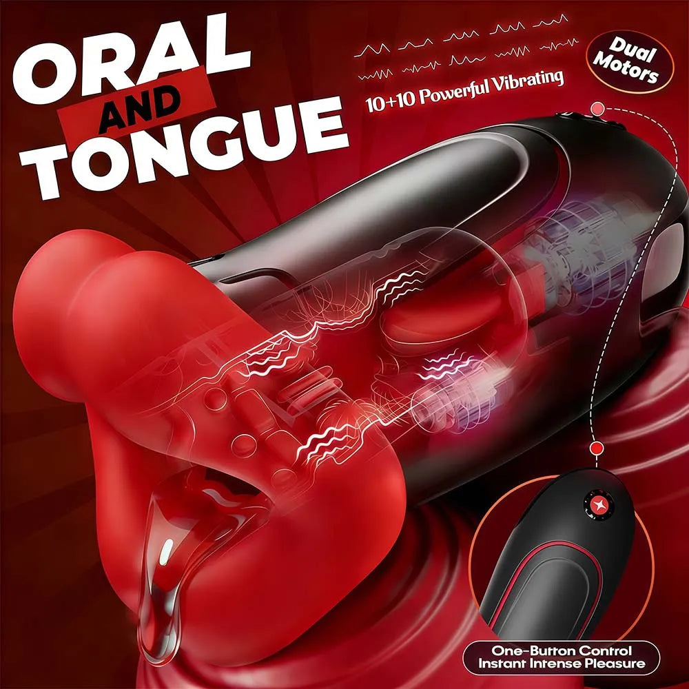 Automatic Man Masturbator Cup for Men Tongue Licking Stimulator Wireless Control Deep Throat Mouth Blowjob Glans Trainer Sex Toy