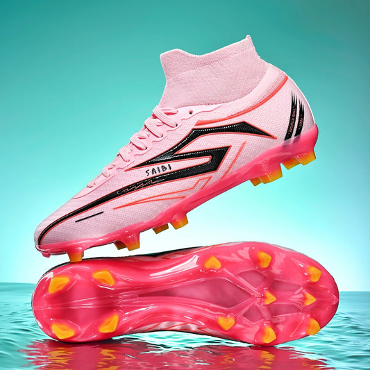 AG/FG Soccer Cleats Kids Youth Training Shoes PU Fabric Upper TPU Sole Non-Slip Wear-Resistant for Natural Grass Sports Pitch