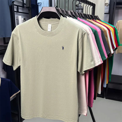 100% cotton breathable short sleeve T-shirt men's summer fashion luxury brand golf Paul embroidery loose casual round neck top