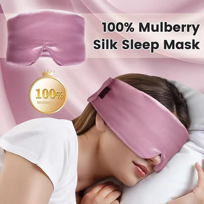 Silk Sleep Mask Soft Pressureless Sleeping Mask 100% Mulberry Silk for Eye Skin Anti Wrinkles Adjustable Wide Velcro Ear Cover