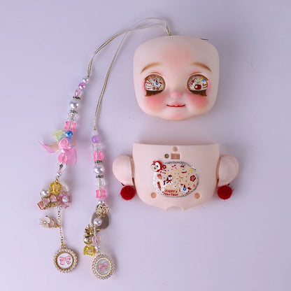 Blyth1/6 doll Hand-painted shell DIY makeup lip carving eyebrows handmade Ears