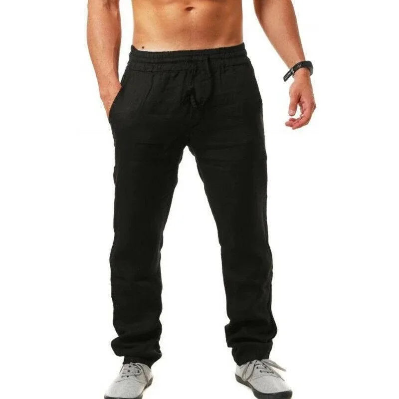 Autumn  Winter New 9 Colors Men's Solid Color Cotton Linen Pants Autumn Streetwear Fashion Casual Solid Color Loose Trousers