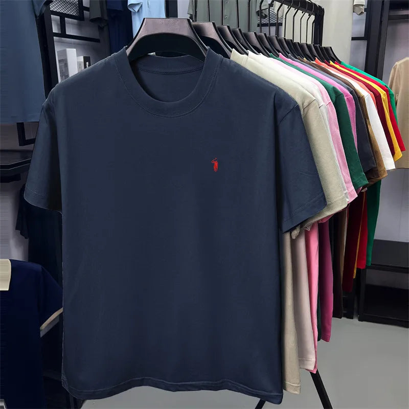 100% cotton breathable short sleeve T-shirt men's summer fashion luxury brand golf Paul embroidery loose casual round neck top