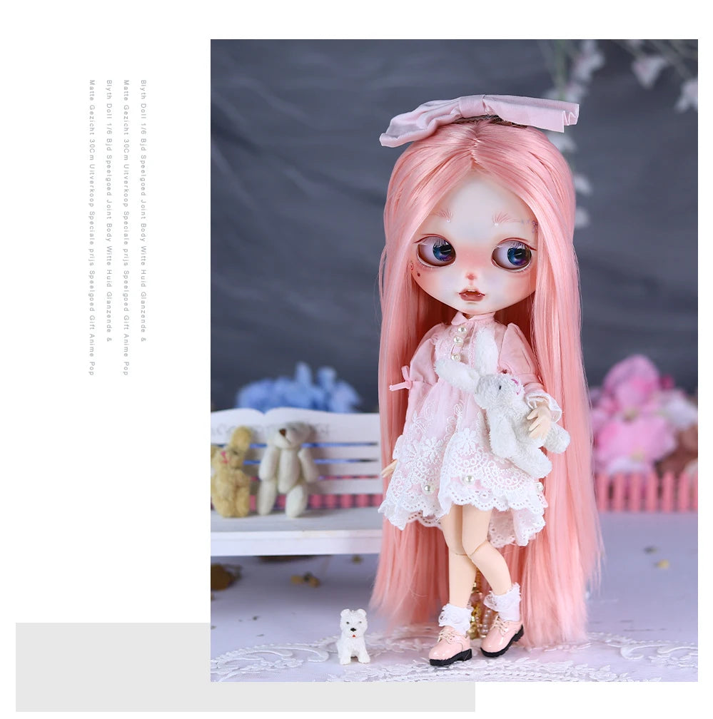 ICY DBS Blyth 1/6 Doll Hand Painted Set Cute Bunny Frosted Face Doll Set SD