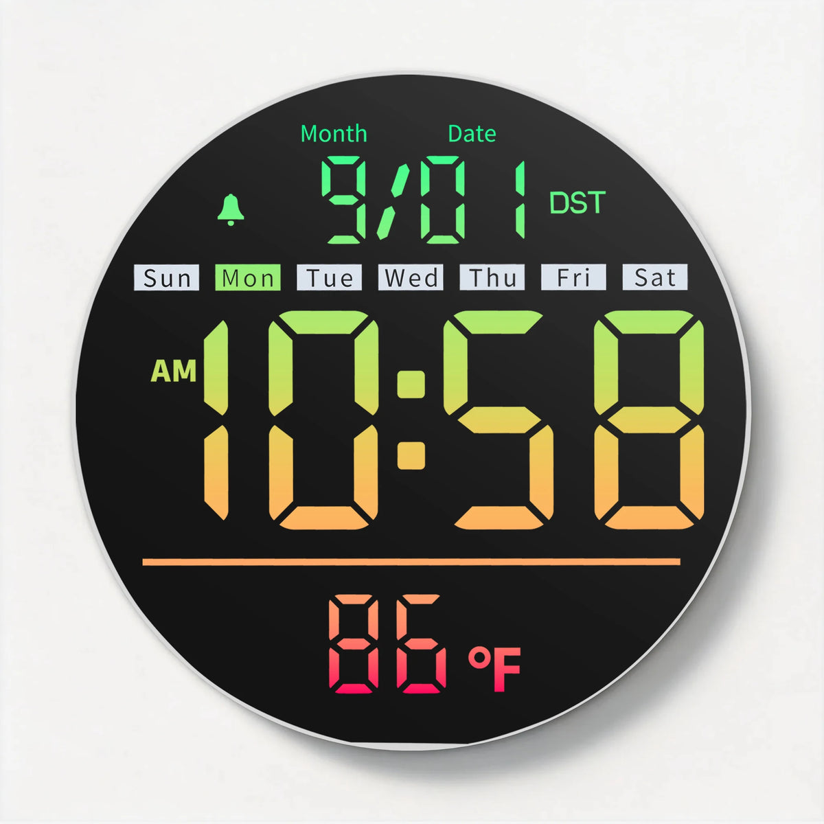 8‘’LED Wall Clockwith Timer,Temperature,Date,Night Light,RGB Color,Alarm,5-Level BrightnessDigital Clock for Classroom,Bedroom