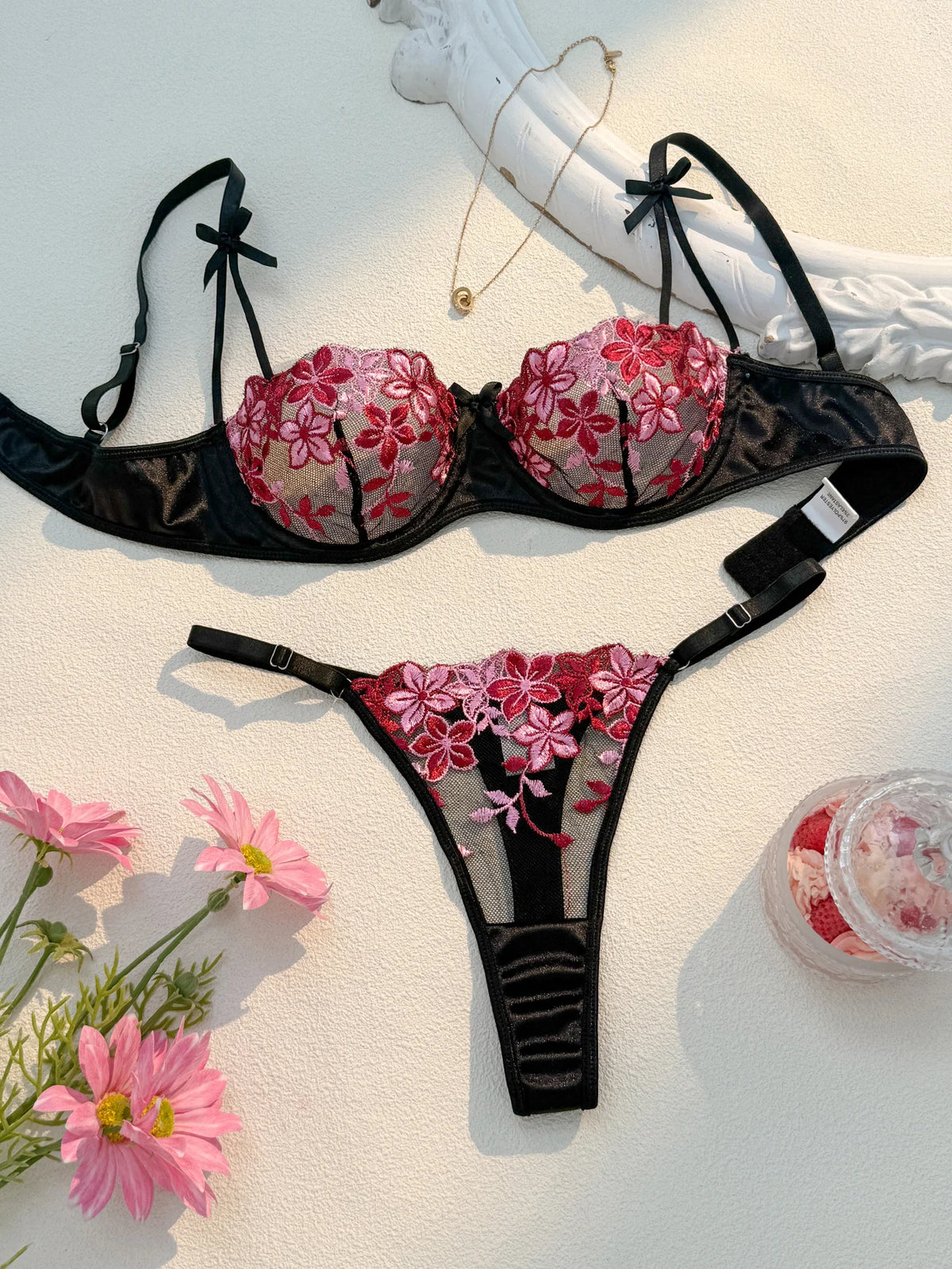 Women's Embroidered Lace Bra & Panty Set