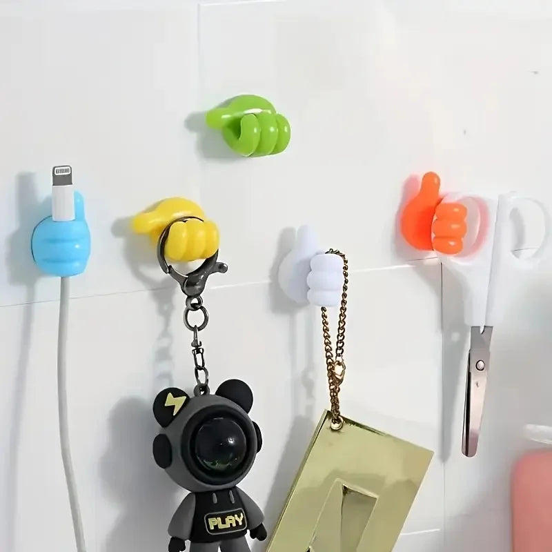 10Pcs Thumb-Shaped Cable Organizer Storage Clips No-Drill Adhesive Hooks Plastic Perfect for Charging Cables Cord Holder