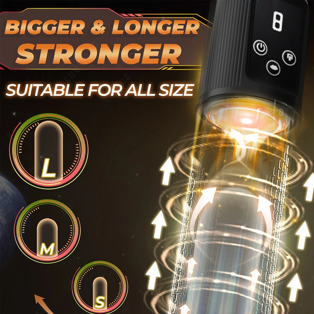 Automatic Electric Penis Vacuum Pump with 9 Suction Levels Thicken Penis Enlargement Enhance Sex Toy Masturbators for Men