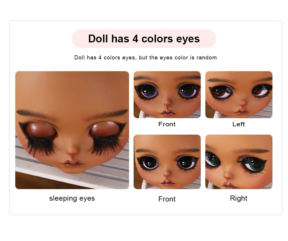 Blyth 1/6 doll hand drawn makeup face shell Blank Makeup DIY frosted face handmade