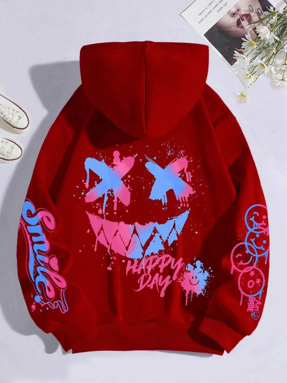 Smiley Graphic Streetwear Hoodie