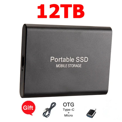 High-speed SSD 1TB Portable External Hard Drive 2TB Solid State Drive 4TB Mass Hard Disk for Laptop Mac PC and Mobile Phone Data