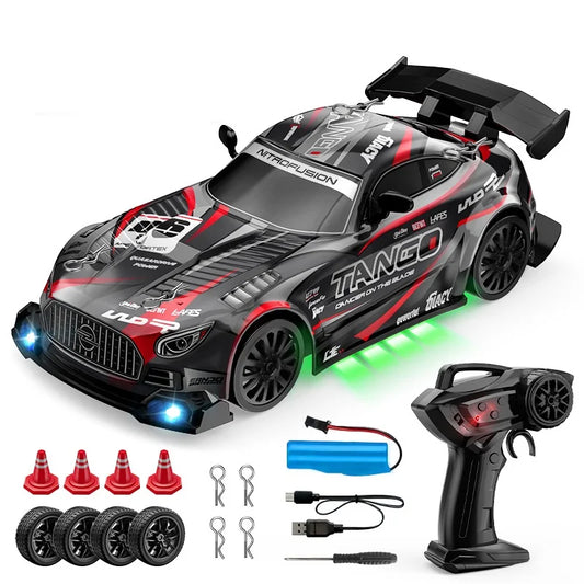1/24 Remote Control Four-wheel Drive Drift Sports Car With LED Lights Racing High Speed Vehicle Kids Toys Multiplayer Game Gift