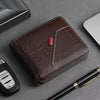 Trendy Splicing Fashion PU Retro Wax Oil Leather Short Style Men's Wallet Coin Short Style Men's Card Clip Wallet