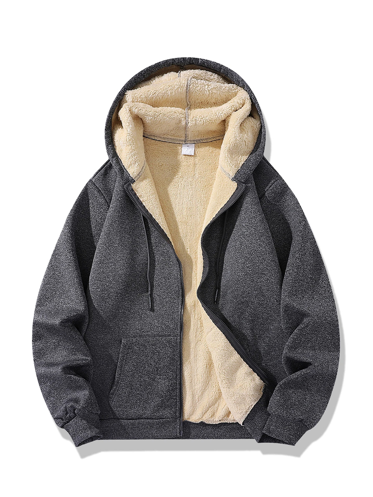 Winter Lambswool Zipper Hoodies Thicken Warm Jackets Long Sleeve Sweatshirts Casual Sports Fleece Black Coats Hooded Men Coat To