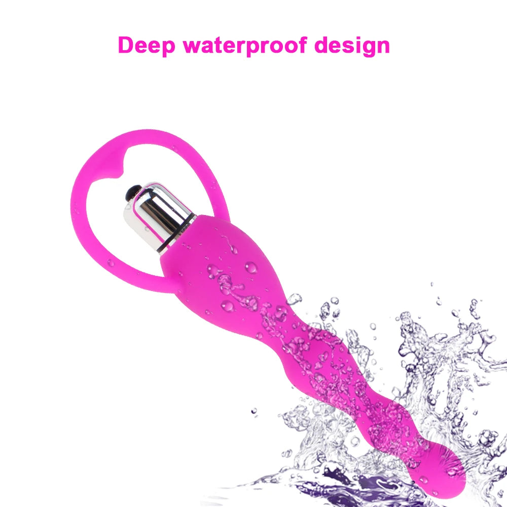 Long Anal Vibrator Butt Plug Silicone Vibrating Anal Beads Gay Toy Male Prostate Massage Sex Toys for Women Men Adult Products