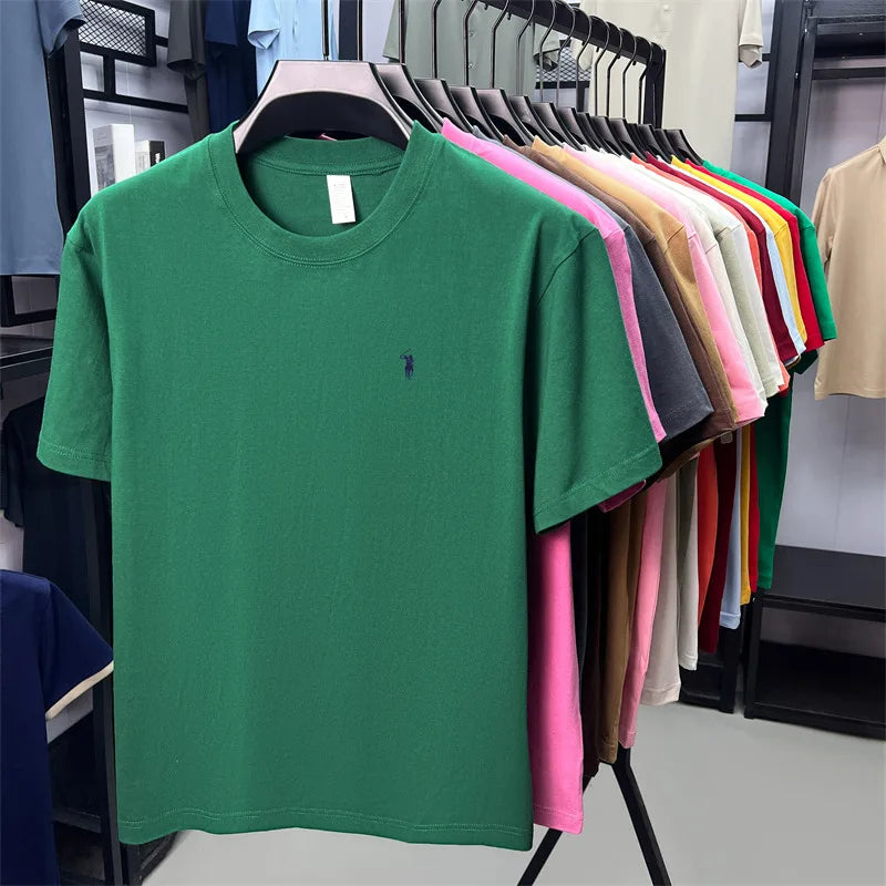 100% cotton breathable short sleeve T-shirt men's summer fashion luxury brand golf Paul embroidery loose casual round neck top
