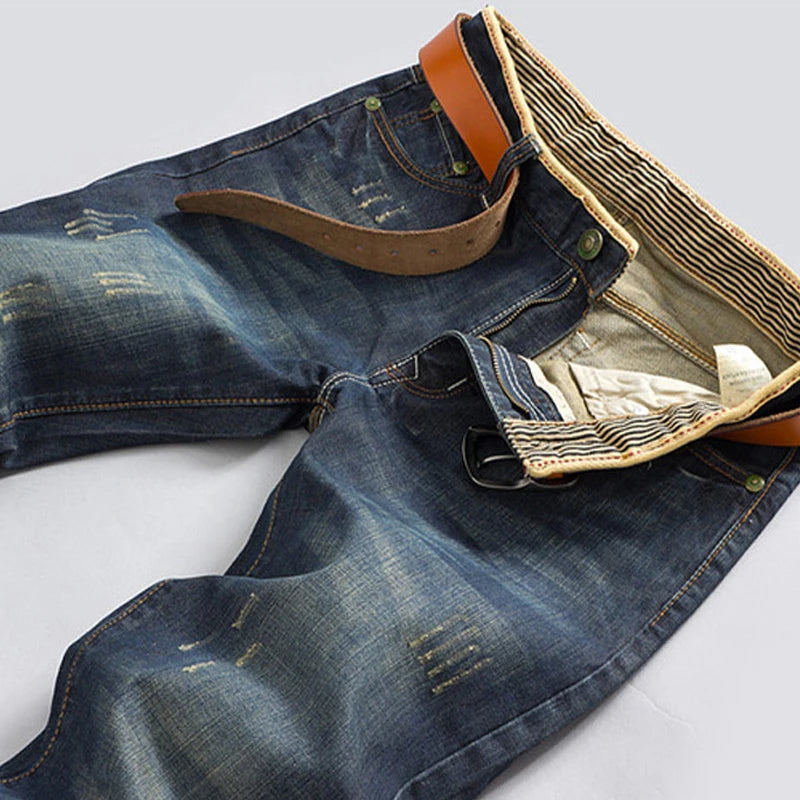 2025 Casual Jeans Men Business Straight Jeans Stretch Denim Pants Trousers Slim Fit Classic Cowboys Young Man Jeans