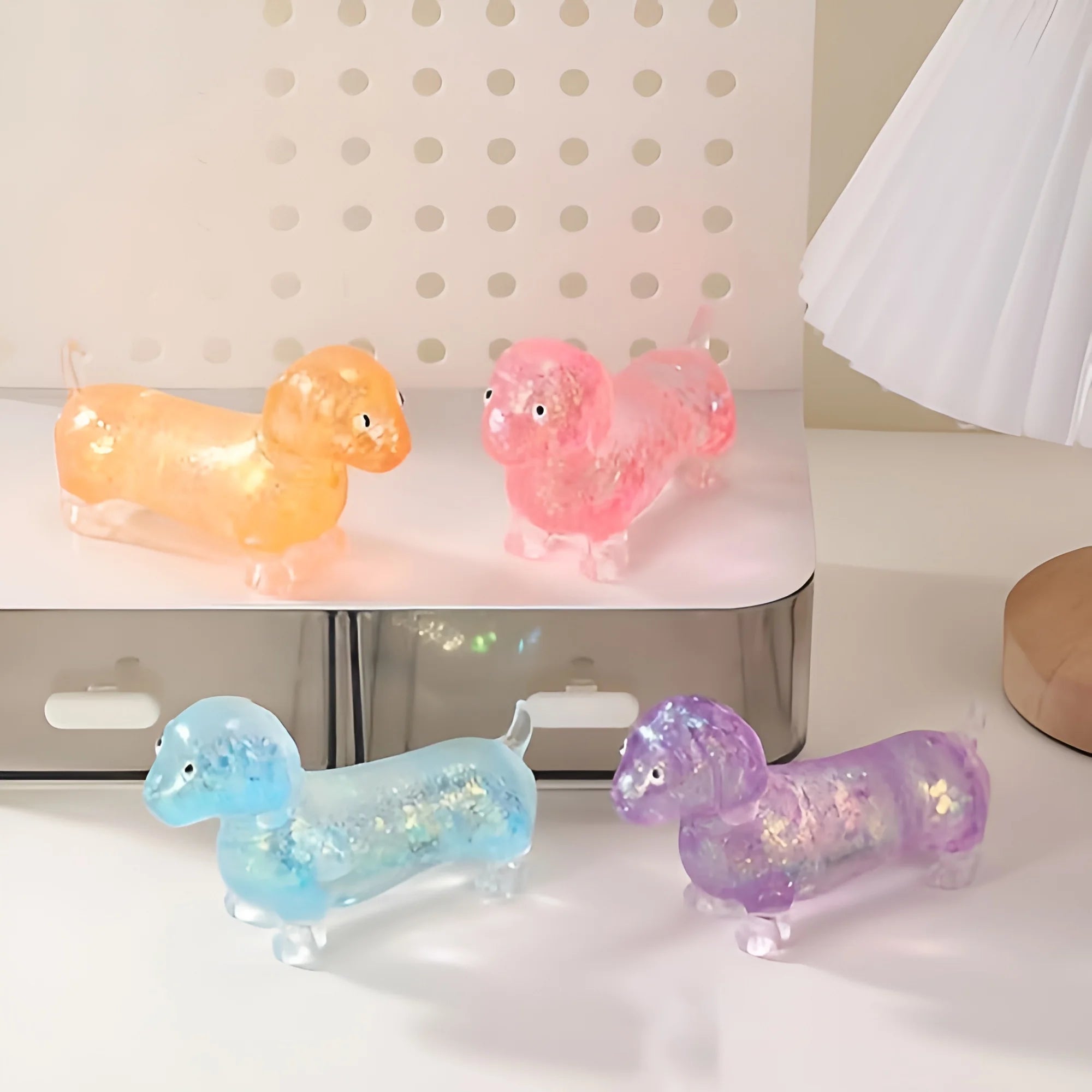 Sparkling Powder Sausage Dog Fidget Squishes Pinch Soft Maltose Texture Stress Relieving Toy Cute Puppy Slow Rising Squishy Toys