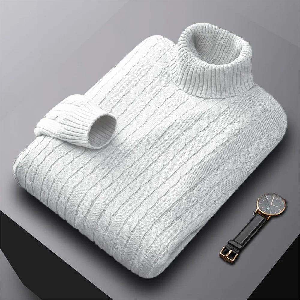 Men's Solid Knit Turtleneck Sweater