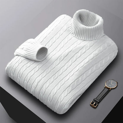 Men's Solid Knit Turtleneck Sweater