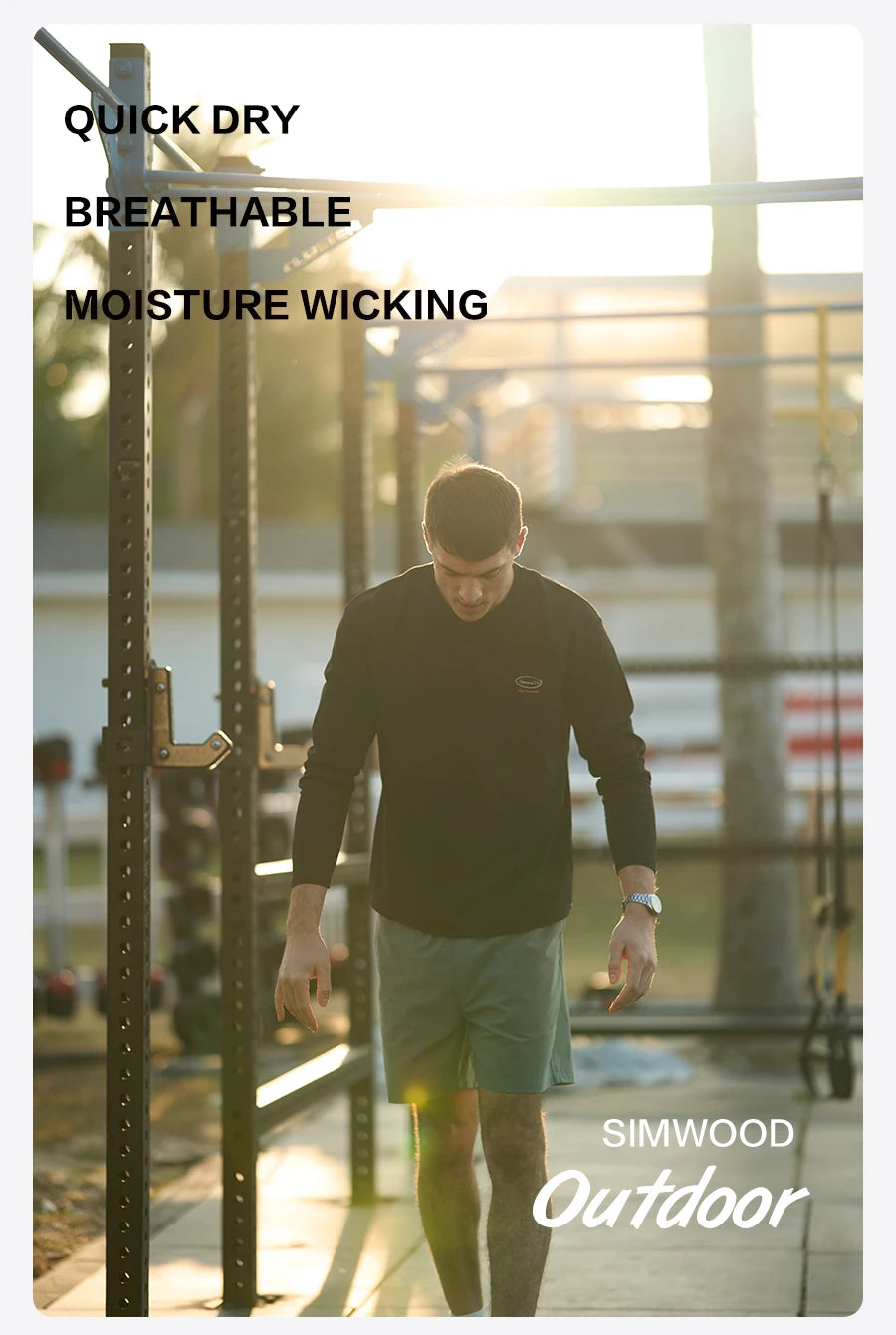 SIMWOOD Quick Dry Waffle Texture Long Sleeve T-shirt Men 180gsm Anti-static Moisture Wicking Sportswear for Running Workout Top