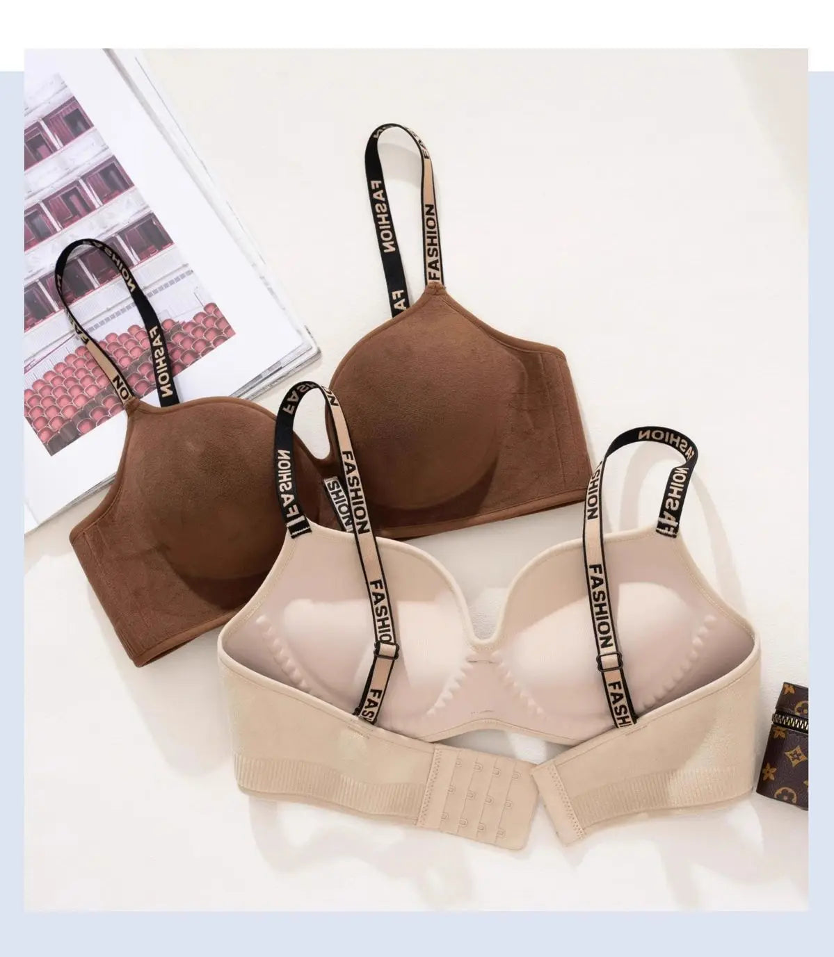 New Red Smooth Push Up Bra for Small Chest, Thickened Seamless Lift, Wireless T-Shirt Bra for A/B Cup