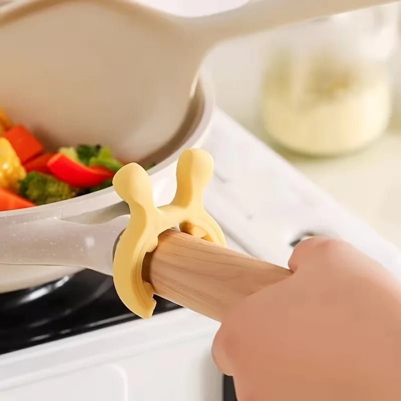 Deer Ear Pot Rack - Heat-Resistant Silicone Kitchen Utensil Holder with Non-Slip Handle, Durable Suitable for Large/Small Pots