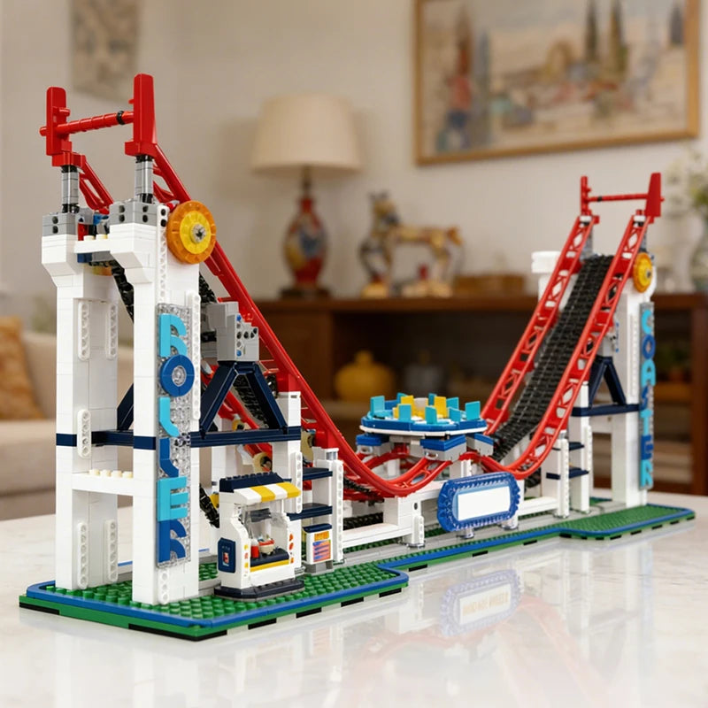 Mould King 2262 Pieces Technical 11030 Roller Coaster Clamping Building Blocks Kit,  Motorised Rail System Display Model