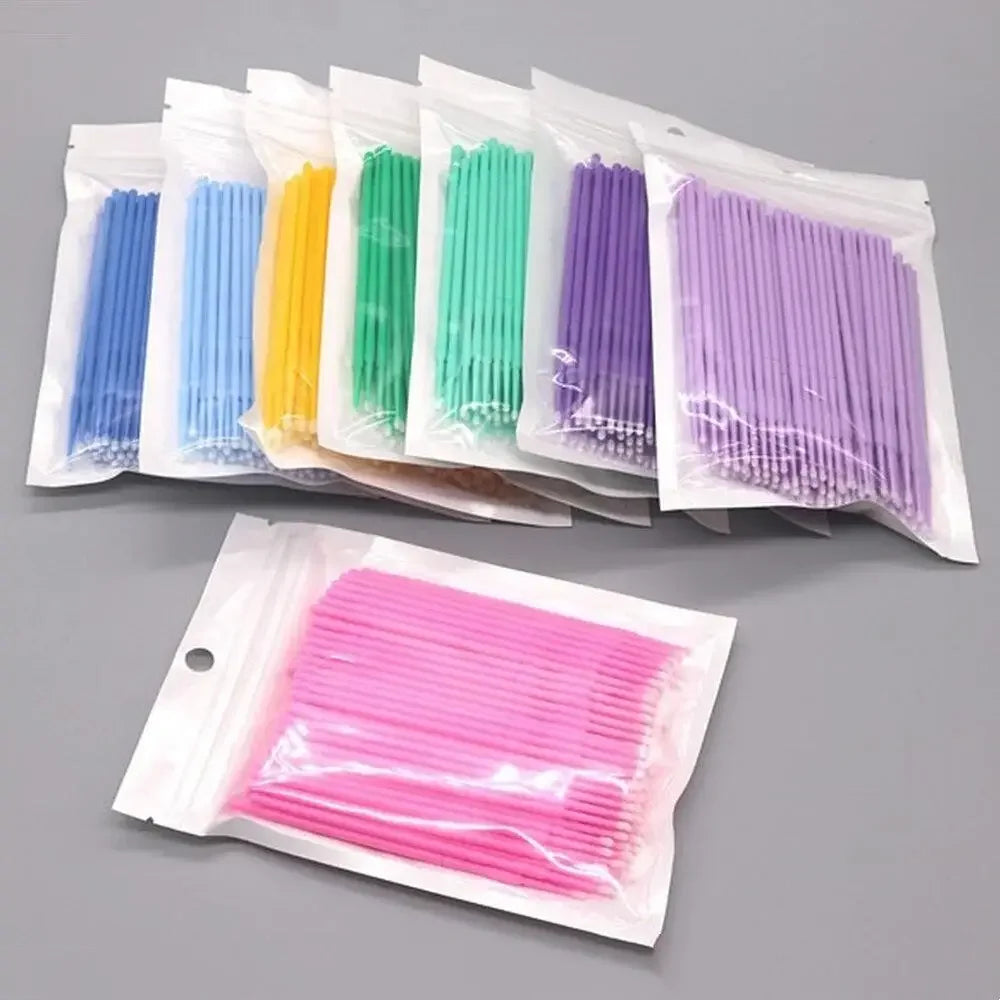100pcs/lot Micro Brushes Make Up Eyelash Extension Disposable Eye Lash Glue Cleaning Brushes Free Applicator Sticks Makeup Tools