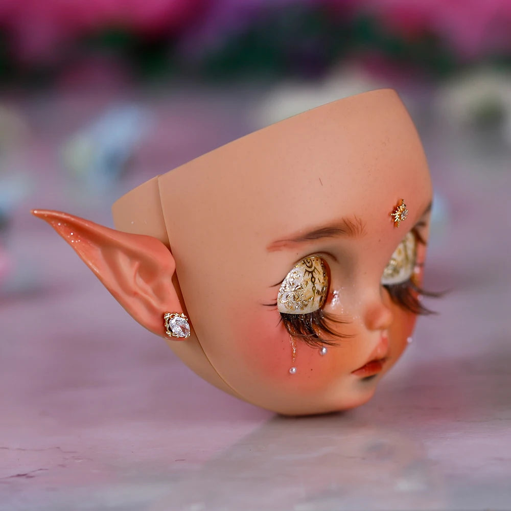Blyth1/6 doll Hand-painted shell DIY makeup lip carving eyebrows handmade Ears