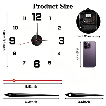Glow-In-The-Dark DIY Wall Clock Creative Design Mirror Surface Wall Decor Sticker Clock, Minimalist Decorative Clock, Silent Wall Sticker Clock, Living Room Bedroom Wall Sticker Creative Clock (Glow-In-The-Dark Model Only Glo