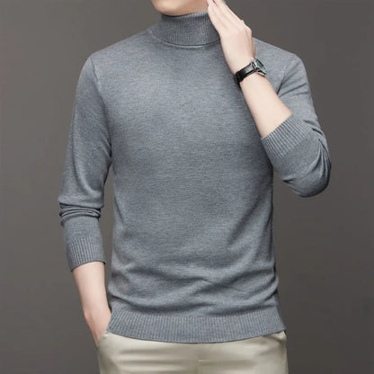 2026 New Mens Knitted Sweaters Solid Color Turtleneck Breathable Pullovers Warm Outdoor Basic Streetwear autumn Business Tops