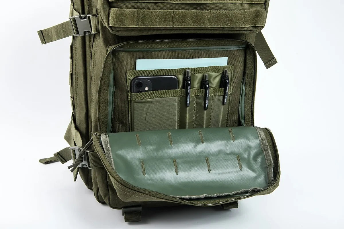 45L Tactical Travel Backpack Molle Large Capacity Multi Pocket Storage Bag Durable Wear Resistant Camping Hiking Trekking Bushcraft Daypack Heavy Duty Rucksack For Men Women Business Trips Mountain Climbing Daily Commute Lugg