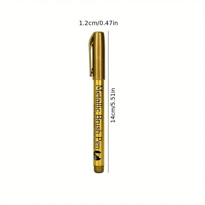 3pcs Metallic Color Marker Pens Golden, Silvery, and Copper Permanent Paint Pens for Crafts, Scrapbooking, and Fabric Art