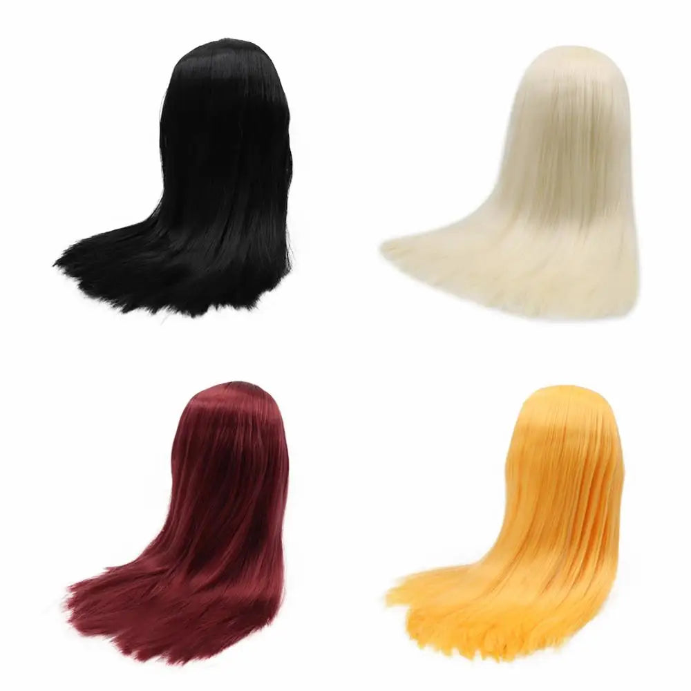 DBS factory blyth doll icy doll bjd wig rbl scalp and dome straight hair for DIY custom doll anime white skin black hair