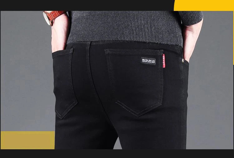 Men's Black Slim-Fit Stretch Jeans