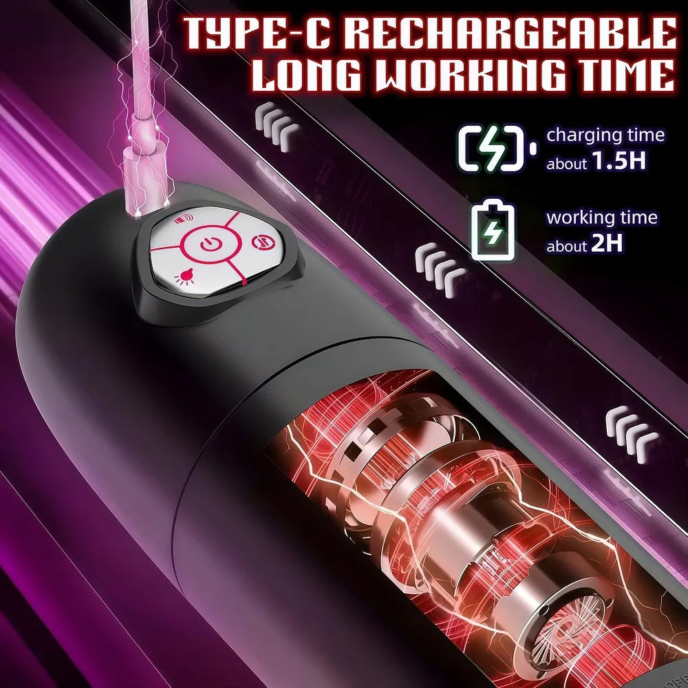 Automatic Telescopic Rotation Male Masturbator Man Masturbation Cup Simulation Piston Blowjob Pocket Pussy Adult Sex Toy for Men
