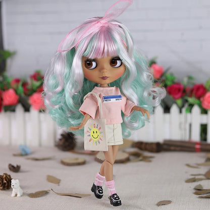 ICY DBS Blyth doll 1/6 bjd joint body doll black skin including clothes shoes casual with 30cm toy gift