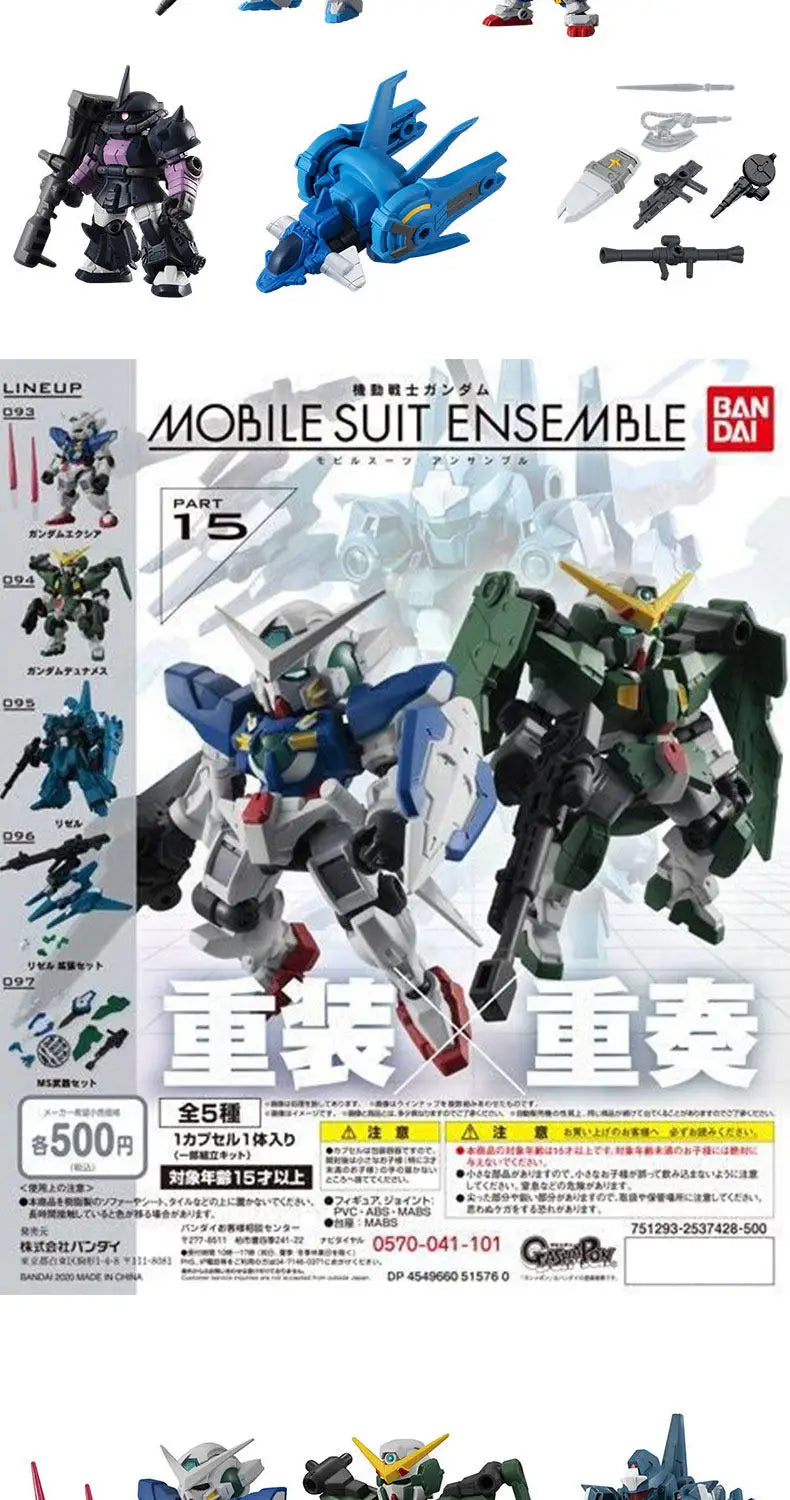 Bandai Gashapon Mobile Suit Ensemble (MSE) Gundam RX-78-2 Strike Hi-Nu Wing Astray ZZ Barbatos Assemble Model Kit Toy