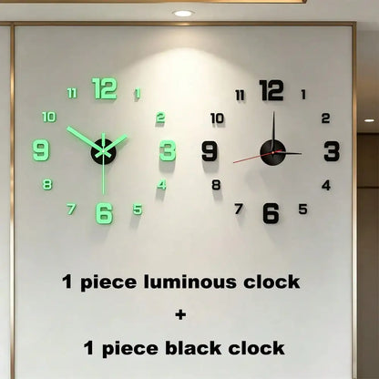 Glow-In-The-Dark DIY Wall Clock Creative Design Mirror Surface Wall Decor Sticker Clock, Minimalist Decorative Clock, Silent Wall Sticker Clock, Living Room Bedroom Wall Sticker Creative Clock (Glow-In-The-Dark Model Only Glo