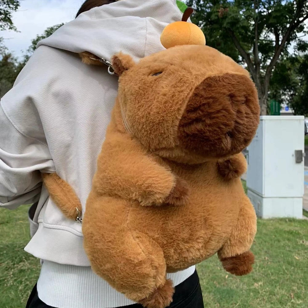Capybara Plush Backpack Kawaii Fashion Plushie Doll Fur Pendant Children's Shoulder Bag Mini Knapsack Bags Gifts For Girlfriend