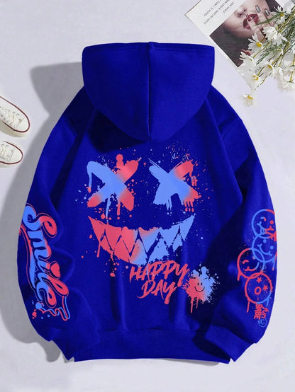 Smiley Graphic Streetwear Hoodie