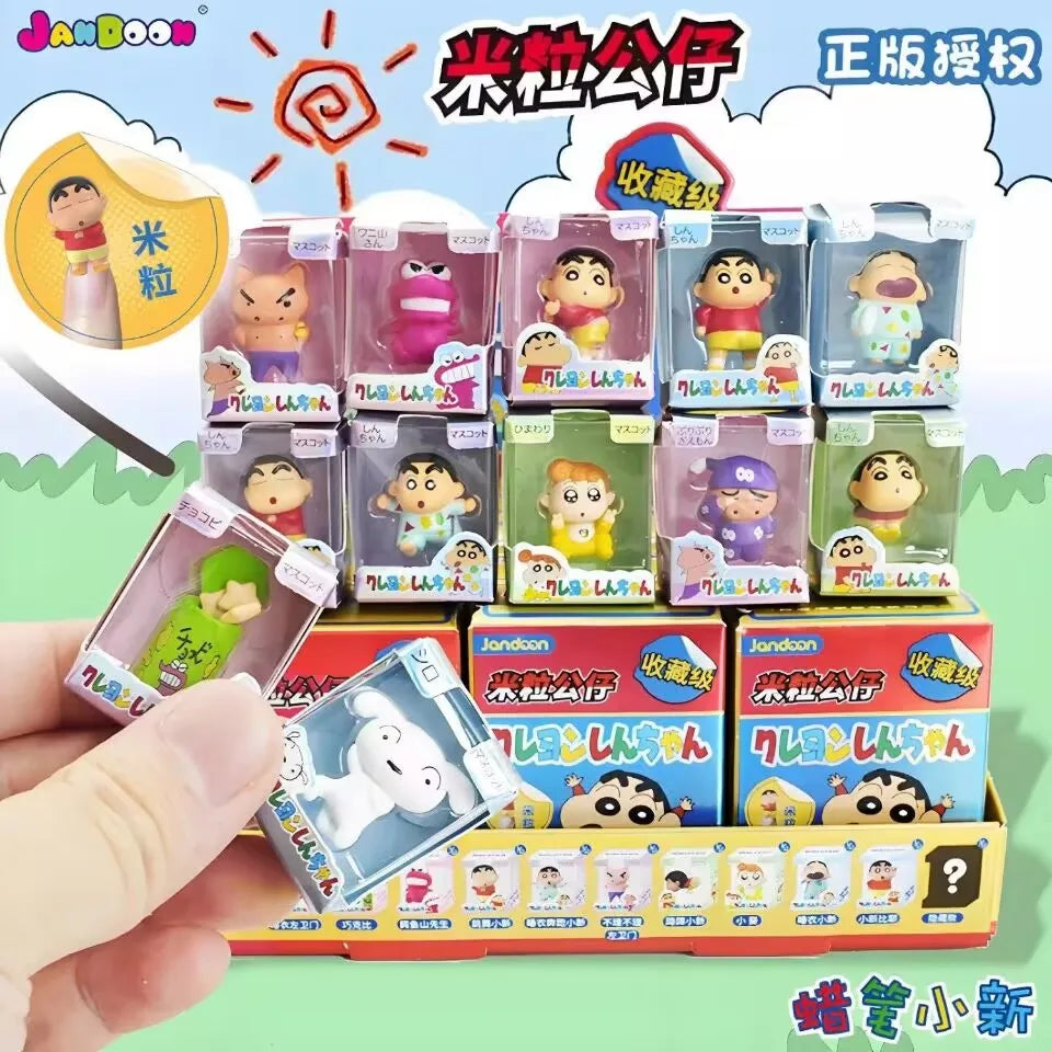 Original JANDOOM Crayon Shin-chan Blind box Shin chan Anime Figure Rice grain Doll Mini Figure Cute Cartoon Model Kids Toys Gift