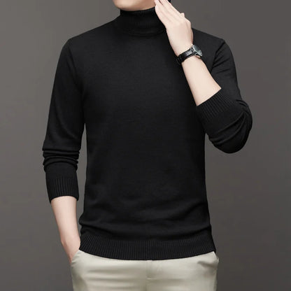 2026 New Mens Knitted Sweaters Solid Color Turtleneck Breathable Pullovers Warm Outdoor Basic Streetwear autumn Business Tops