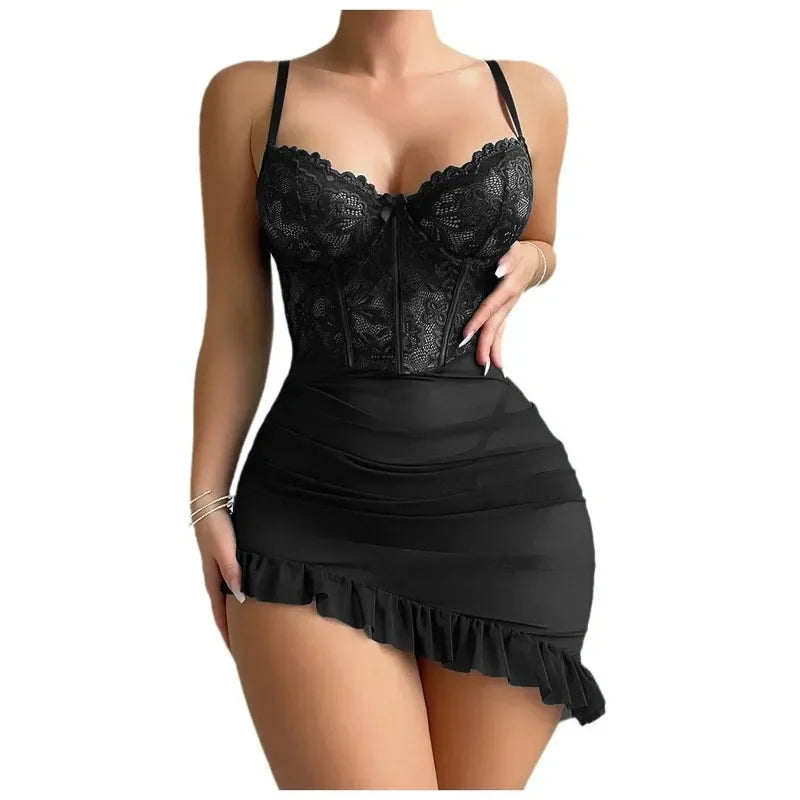 Women's Sheer Lace Underwire Lingerie Set