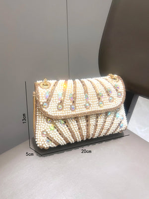 Women's Crystal Rhinestone Metallic Clutch Bag – Evening & Party, 3 Colors - TRYSHOPPY