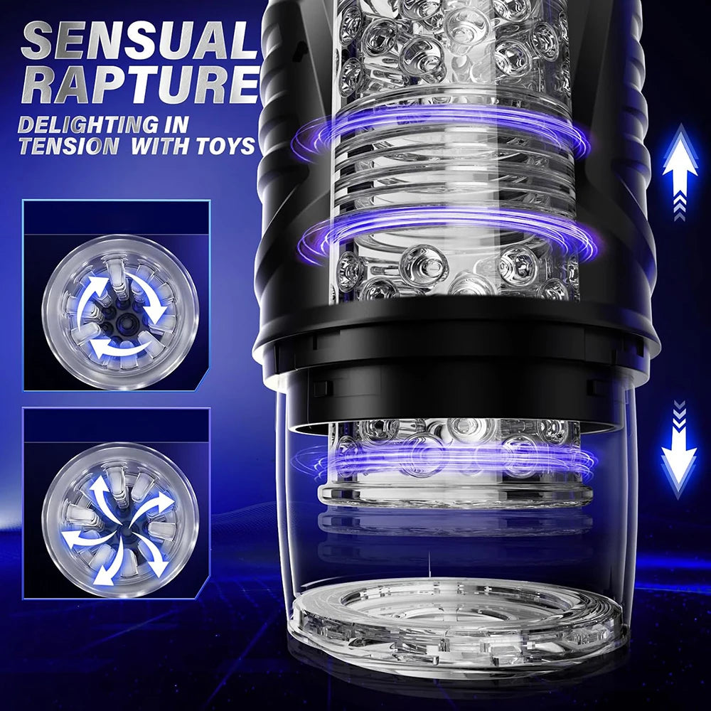 Male Masturbator Sex Toys for Men - Adult Toy Male Sex Toys with 7 Thrusting & 7 Rotating, Pocket Pussy Hands Free Sex Machine